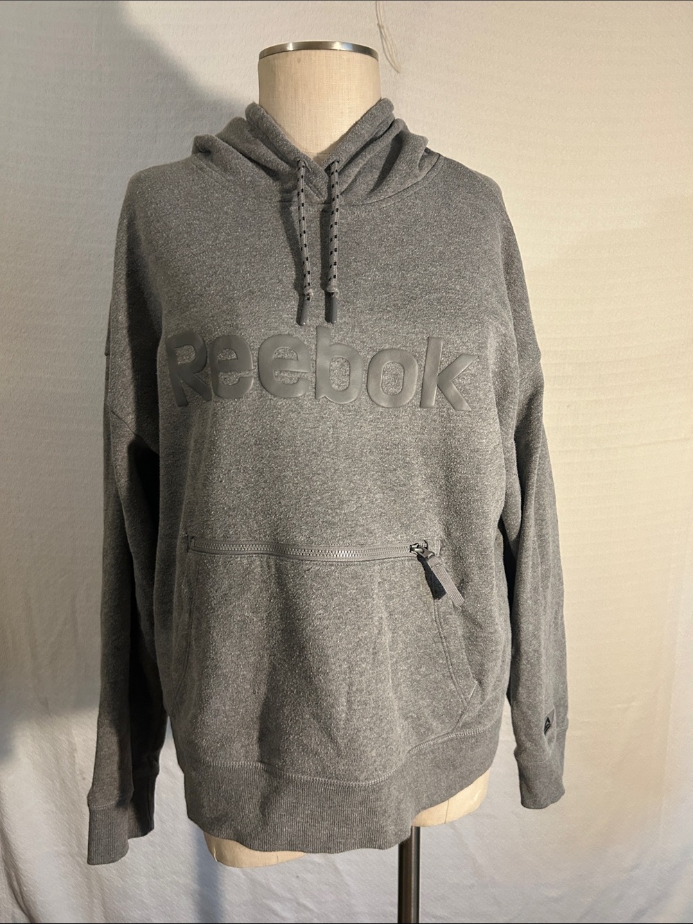 Reebok Gray Embossed Logo Hooded Sweatshirt